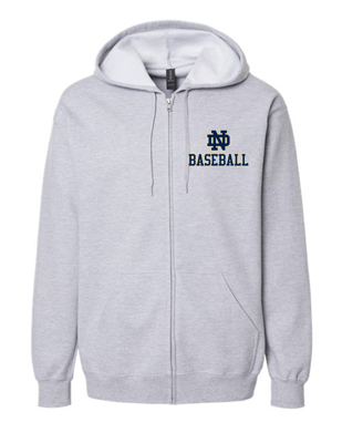 ND BASEBALL ZIP UP HOODED SWEATSHIRT
